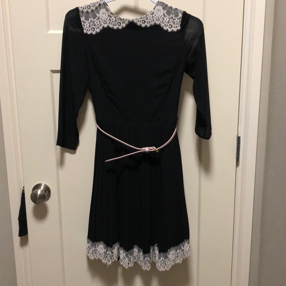 Ted Baker Chiffon Pleated Dress with Lace